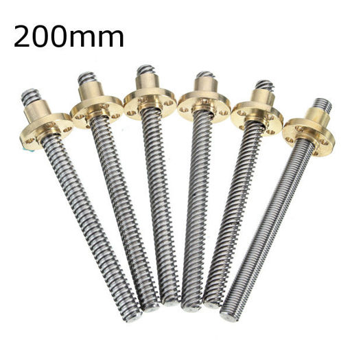 Picture of 3D Printer T8 1/2/4/8/12/14mm 200mm Lead Screw 8mm Thread With Copper Nut For Stepper Motor