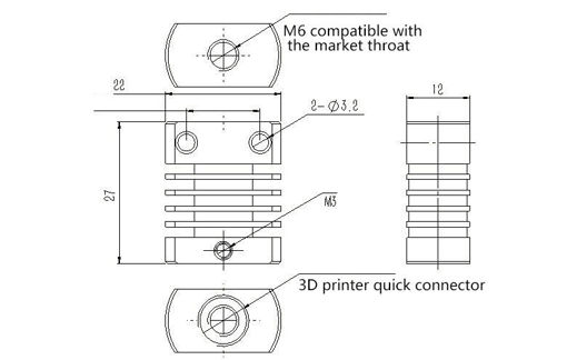 Immagine di MK10 V6 Aluminum 27x22x12mm Heatsink Radiator For 3D Printer CR-10
