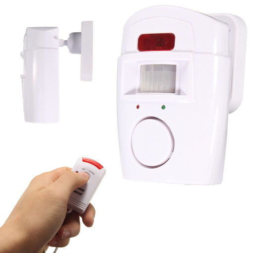 Immagine di 2 In 1 Motion Wireless Infrared Security Alarm Chime Alarm Home Detector with Remote Control+Holder