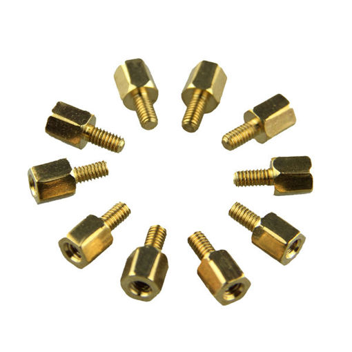 Picture of 200pcs DIY Project M2.5 x 5 + 5mm Hex Brass Standoff Spacers Copper Pillar For PCB Board
