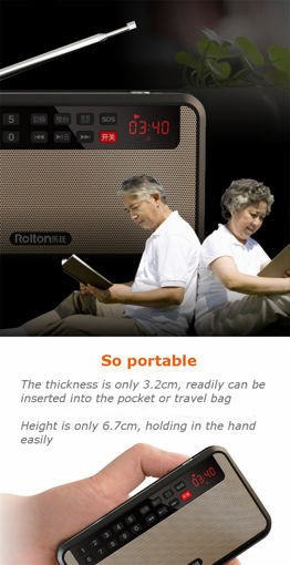 Immagine di Rolton T60 Portable MP3 Stereo Player Audio Speakers FM Radio With LED Screen Support Tf Card Play