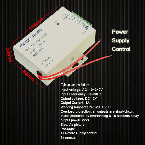Immagine di DC 12V Power Supply Control Switch Door Access Control System 3A / AC 110-240V