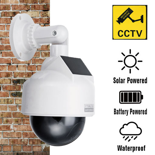 Picture of Solar Power Fake Camera CCTV Realistic Dummy Security Cam Simulation Monitor