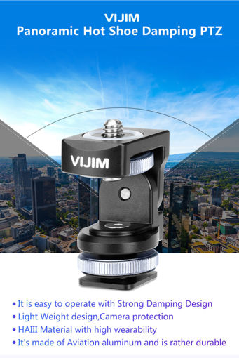 Immagine di VIJIM VK-2 360 Degree Rotation Hot Shoe Cold Shoe Mount Bracket Holder for DSLR Camera