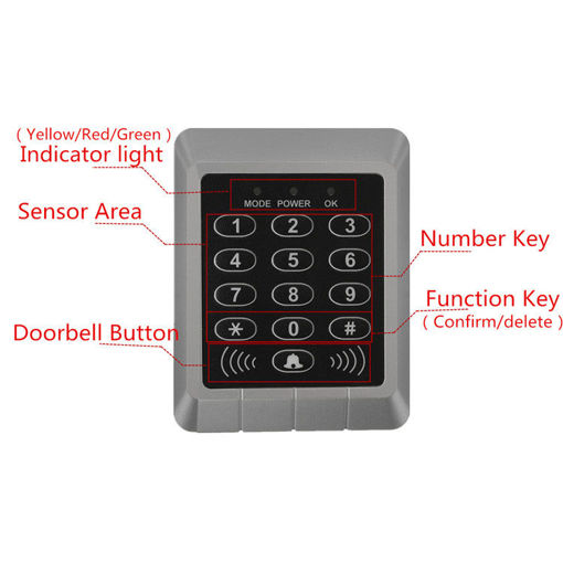 Picture of RFID Security Reader Entry Door Lock keypad Access Control System+10 Pcs Keys