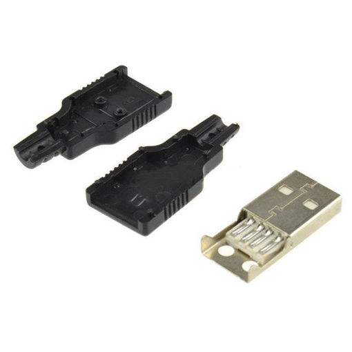 Picture of 100pcs USB2.0 Type-A Plug 4-pin Male Adapter Connector Jack With Black Plastic Cover