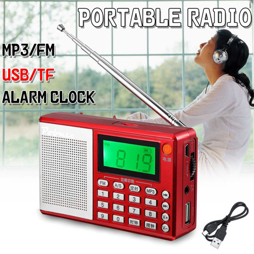 Picture of Portable Pocket Radio FM AM SW Speaker TF Card LCD Digital Audio MP3 Music Player USB Clock Alarm