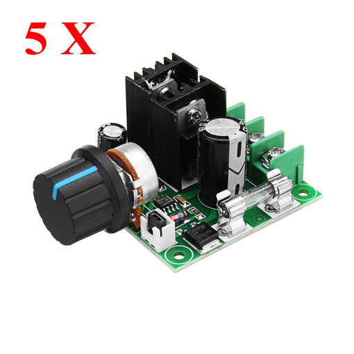 Picture of 5Pcs DC 9V To 50V 10A Stepless Adjustable PWM DC Motor Speed Controller Module With Knob