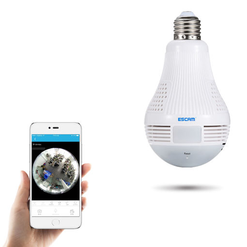 Picture of ESCAM QP136 960P Bulb WIFI IP Security Camera 360 Degree Panoramic H.264 Infrared Indoor Motion Detection