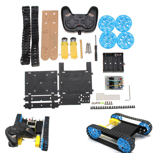 Picture of 2.4G 4CH Remote Control Chassis Car Educational Kit with 2xTT Motor + Handle Remote Control + Contorl Bord