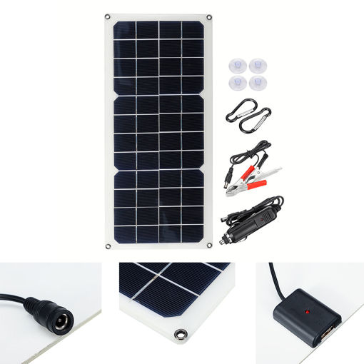 Picture of 16V 10W 1.2A 420x190x2.5mm Monocrystalline Semi-flexible Solar Panel Set with Rear Junction Box Support Single USB Port