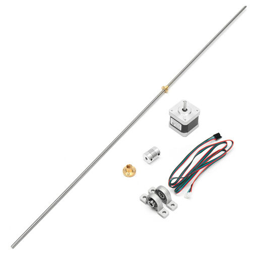 Immagine di T8 1000mm Stainless Steel Lead Screw Coupling Shaft + Brass Nut + Motor Kit For 3D Printer