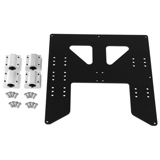 Immagine di Black/Silver Aluminum Y Carriage Hot Bed Support Plate with Slider for 3D Printer