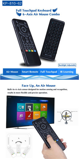 Immagine di iPazzPort KP-62 Spainish 2.4G Wireless 7 Color Backlit Keyboard Full Touchpad IR Learning Airmouse