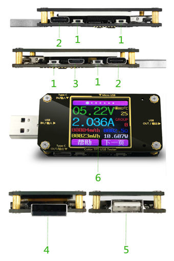 Immagine di USB Current Voltage Meter Digital Display Color Tester No bluetooth Voltmeter