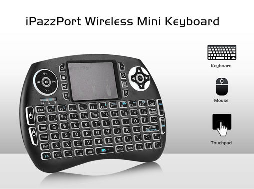 Immagine di Ipazzport KP21SDL 2.4G Wireless Three Color Backlit German Version Mini Keyboard Touchpad Air Mouse
