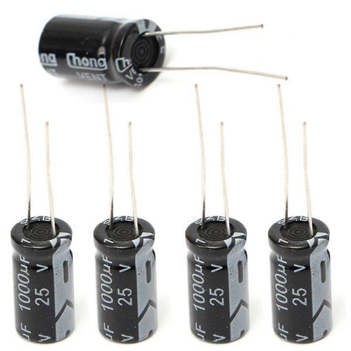 Picture of 200pcs 1000uF 25V Radial Electrolytic Capacitor 10 x 17mm 105C