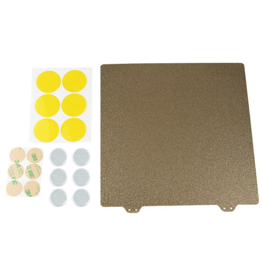 Picture of Gold 220x220mm Double Texture PEI Sheet Powder Steel Plate with 6 Magnetic Block for 3D Printer