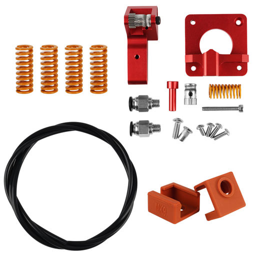 Immagine di Upgraded Aluminum Dual Gear Pulley Dual Drive Extruder + 4x Leveling Spring + 2x MK9 Silicone Cover + 1M PTFE Tube Kit For Creality CR-10 / CR-10S / CR-10S Pro / Ender-3 / Ender-3 Pro 3D Printer