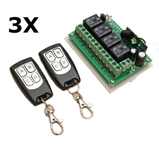 Immagine di 3Pcs Geekcreit 12V 4CH Channel 315Mhz Wireless Remote Control Switch With 2 Transimitter