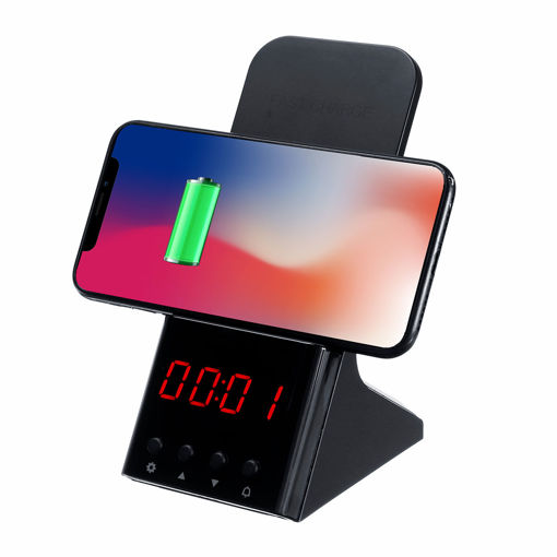 Picture of Alarm Clock Wireless QI Fast Charger Charging Stand Holder For iPhone X 8 S9Plus