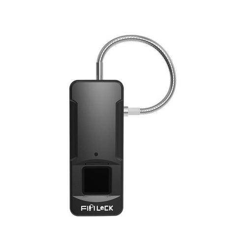 Immagine di FipiLock FL-P4 Pearl Black/Silver Ip65 Outdoor Waterproof Plastic Fingerprint Lock Biometric Padlock Portable Outdoor PodLock - Your Finger is Key