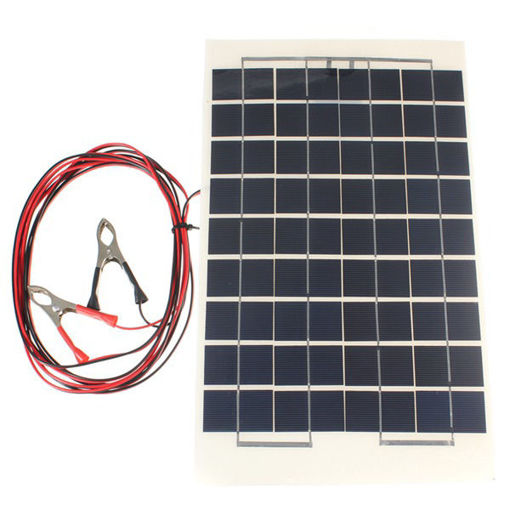 Picture of 12V 10W 38 X 22 CM PolyCrystalline Transparent Epoxy Resin Solar Panel With Alligator Clip Wire
