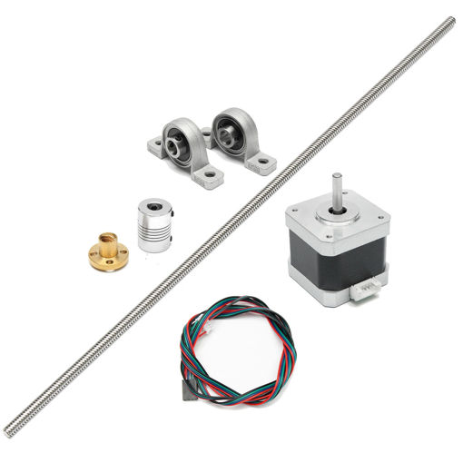 Immagine di T8 600mm Stainless Steel Lead Screw Coupling Shaft Mounting + Motor For 3D Printer