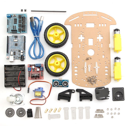 Immagine di 2 Wheels Ultrasonic Smart Robot Car Chassis Tracking Car Kit For Arduino