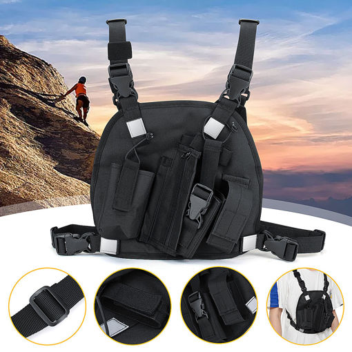 Immagine di Nylon Radio Walkie Talkie Chest Pocket Harness Bags Backpack Holster Vest Pack