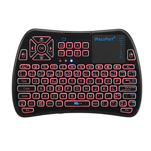 Immagine di iPazzPort KP-810-61-RGB Spanish Three Color Backlit Mini Keyboard Touchpad Airmouse
