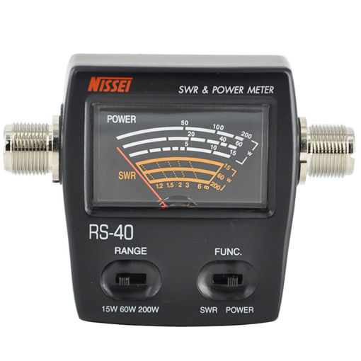 Picture of NISSEI RS-40 Power SWR Meter Measurable Range 200W for Two Way Radio with Adapter Connector