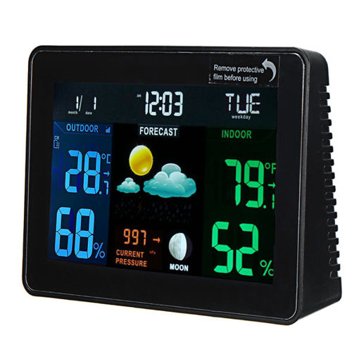 Picture of DC 4.5V Wireless Weather Station Clock Digital Temperature Humidity Meter Indoor / Outdoor WWVB