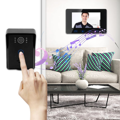 Picture of 7 Inch Intercom Monitor Video Doorbell LED Security Camera System Waterproof Color