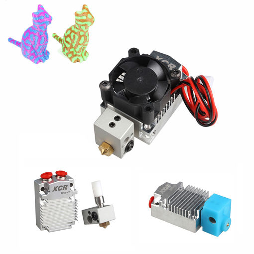Immagine di XCR 2IN1-V2 2 In 1 Out Hotend 0.4/1.75mm NV6 Nozzle Kit with 12v Cooling Fan for 3D Printer