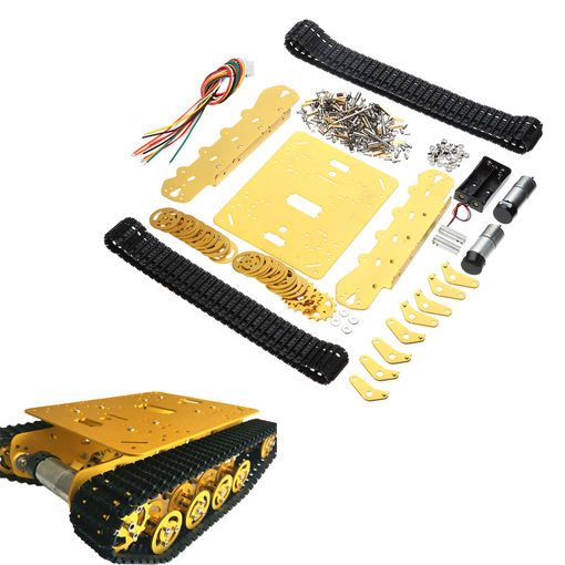 Immagine di TS100 Intelligent Shock Absorption Metal Robot Tank Chassis Car Kit Golden Color/Dual Motor