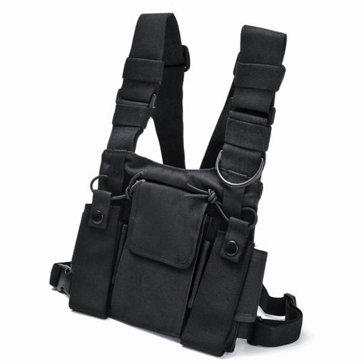 Immagine di Chest 3 Pocket Harness Nylon Bag Pack Backpack Holster for Radio Walkie Talkie Two Way Radio