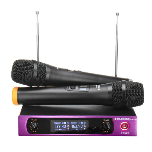 Picture of DM-100 613-870MHz UHF Wireless Cordless Microphone System Karaoke KTV Microphone