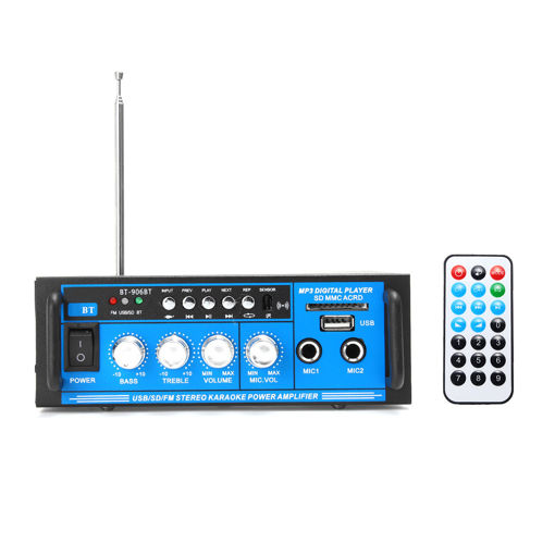 Immagine di 12V/220V 400W bluetooth Power Amplifier Audio Stereo Home Karaoke AMP FM Radio System
