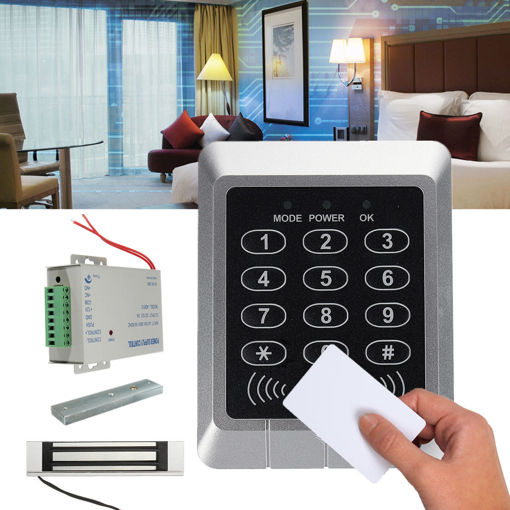 Immagine di 125KHz RFID ID Card Keypad Doorbell Door Lock Security Access Control System Kit