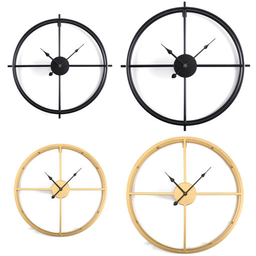 Immagine di 50CM/60CM Double Layer Wall Clock Creative Living Room Round Vintage Wrought Iron Wall Clock