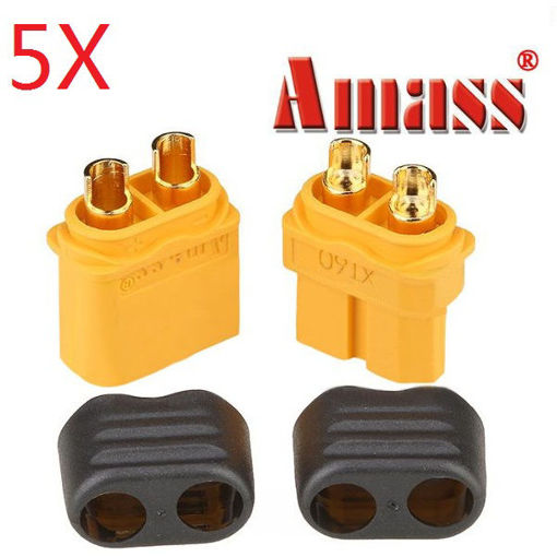 Picture of 5 Pair Amass XT60+ Plug Connector With Sheath Housing Male & Female