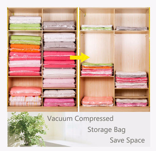 Immagine di KCASA Vacuum Compress Bag Vacuum Storage Bag Save Space Saving Seal Quilts Clothes Holder Organizer