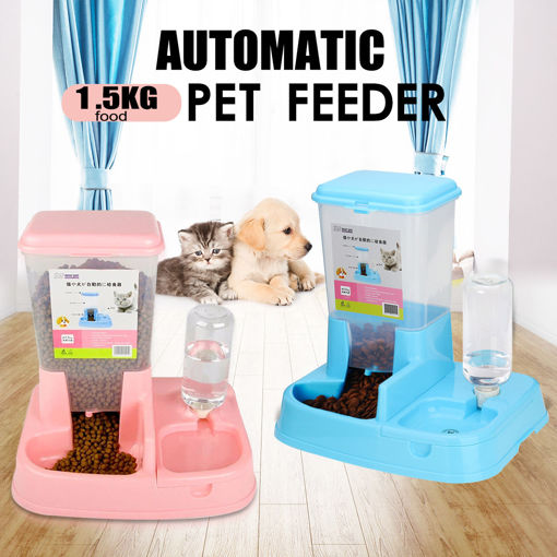 Immagine di Pet Cat Dog Automatic Water Drinker Dispenser Food Feeder Dish Bowl Bottle Pet Bowl
