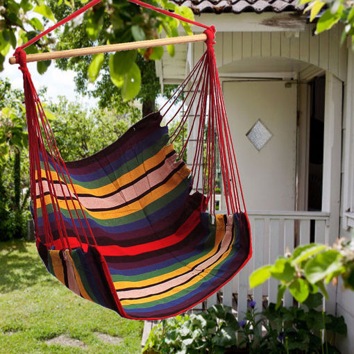 Immagine di Garden Patio Hanging Thicken Hammock Chair Indoor Outdoor Cotton Swing Cushion Seat