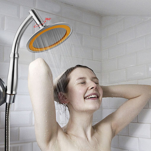 Immagine di 6 Inch Round Rainfall Shower Head Set Bathroom Sprayer Adjustable Extension Arm