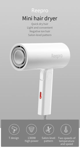 Immagine di XIAOMI Reepro Mini Hair Dryer Foldable & Portable Negative Ion Electric Quick Dry Three-gear Adjustment Temperature Low Roise Blow Dryer