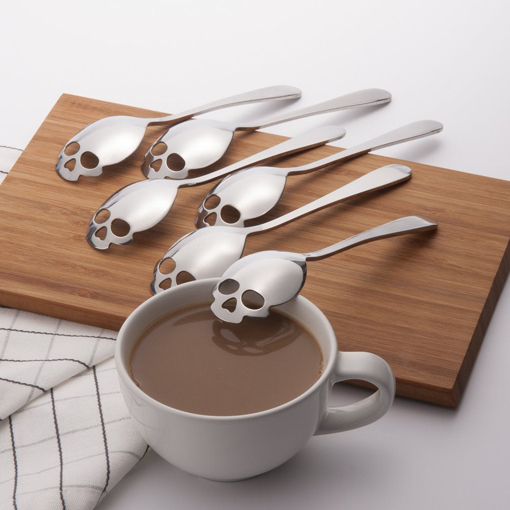 Picture of KCASA KC-FS05 Skull Shape Stainless Steel Tea Coffee Sugar Stirring Spoon Cooking Spoon 1 Piece