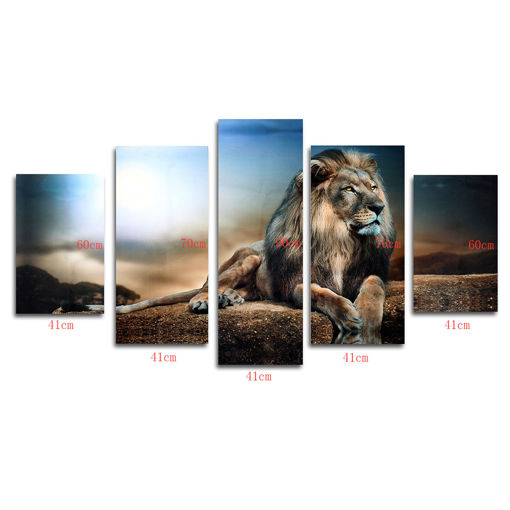 Immagine di 5PCS Frameless Canvas Print Sitting Lion Wall Art Painting Picture Home Decoration Paper Art
