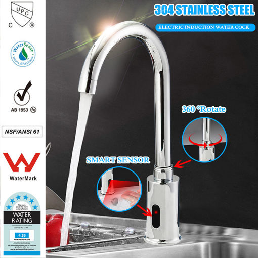 Immagine di Hands Touch Free Automatic Electronic Sensor Control Bathroom Kitchen Sink Tap Basin Faucet